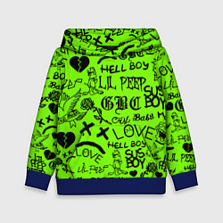 Толстовка-худи детская Lil Peep кислотный паттерн, цвет: 3D-синий