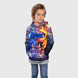 Толстовка-худи детская Соник и Шэдоу ёжики, цвет: 3D-меланж — фото 2