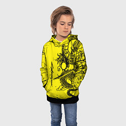 Толстовка-худи детская Syberpunk dragon tatoo, цвет: 3D-черный — фото 2