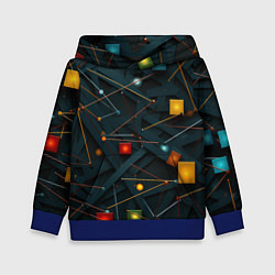 Толстовка-худи детская Геометрическая абстракция, цвет: 3D-синий