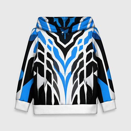 Детская толстовка Агрессивные сине-белые полосы на чёрном фоне / 3D-Белый – фото 1