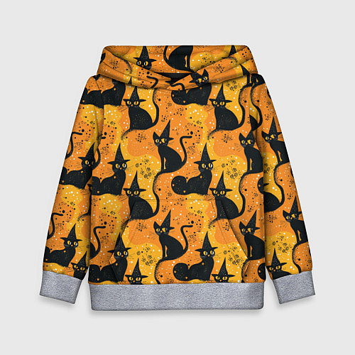 Детская толстовка Кошки в шляпах - паттерн / 3D-Меланж – фото 1