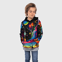 Толстовка-худи детская Необычная планета и космос в стиле Сальвадор Дали, цвет: 3D-меланж — фото 2