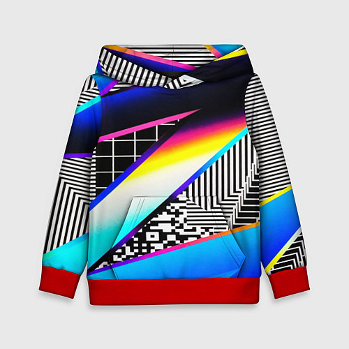 Детская толстовка Neon stripes geometry / 3D-Красный – фото 1
