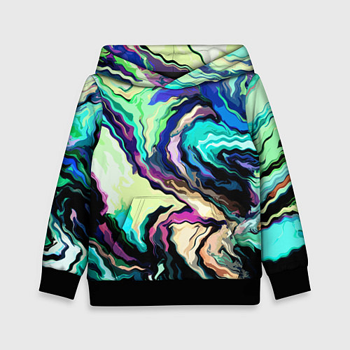 Детская толстовка Абстракция смесь красок сине-зелёный / 3D-Черный – фото 1