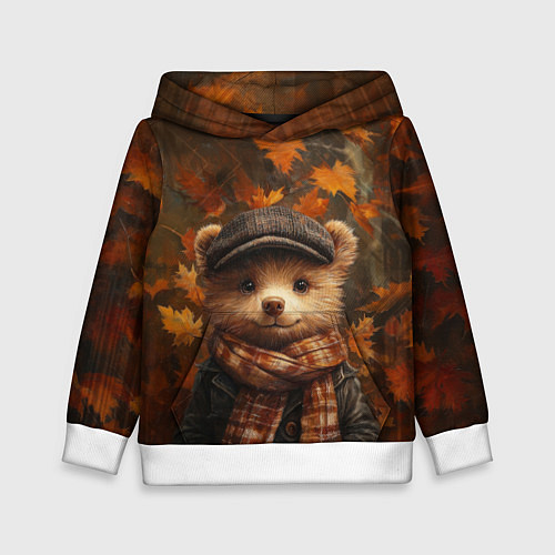 Детская толстовка Медвежонок в кепке и шарфе / 3D-Белый – фото 1