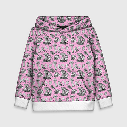 Детская толстовка Малиновка и грибы на розовом / 3D-Белый – фото 1