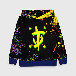 Толстовка-худи детская Doom кислотное лого глитч, цвет: 3D-синий