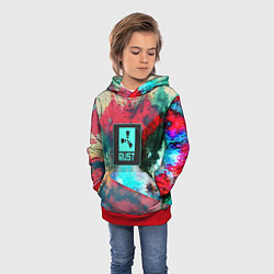 Толстовка-худи детская RUST geometry color, цвет: 3D-красный — фото 2