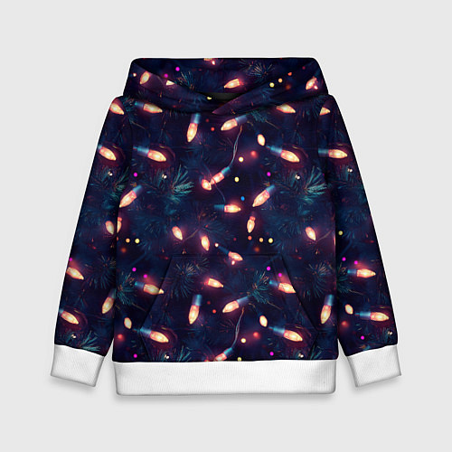 Детская толстовка Паттерн новогодняя гирлянда / 3D-Белый – фото 1