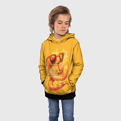 Толстовка-худи детская Крутая желтая змея в очках, цвет: 3D-черный — фото 2