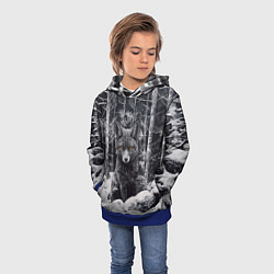 Толстовка-худи детская Лис в зимней чаще, цвет: 3D-синий — фото 2