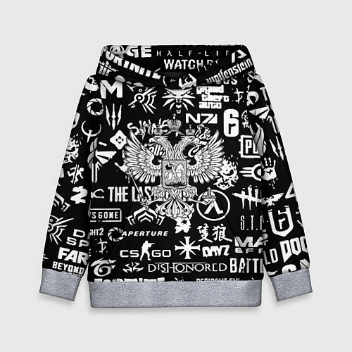 Детская толстовка Киберсорт Россия герб / 3D-Меланж – фото 1