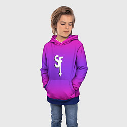 Толстовка-худи детская Sally Face neon gradient, цвет: 3D-синий — фото 2