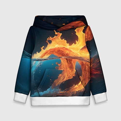 Детская толстовка Вода и огонь / 3D-Белый – фото 1