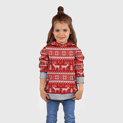Толстовка-худи детская Вязаный зимний узор с оленями, цвет: 3D-меланж — фото 2