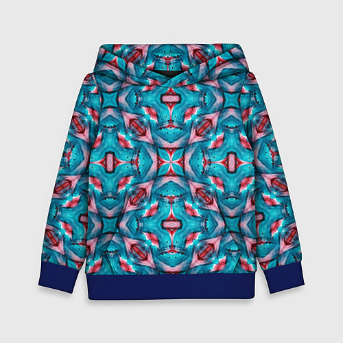 Детская толстовка Калейдоскопический узор из голубых и красных штрих / 3D-Синий – фото 1