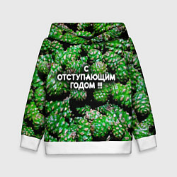 Толстовка-худи детская Гора зеленых шишек: с отступающим годом, цвет: 3D-белый