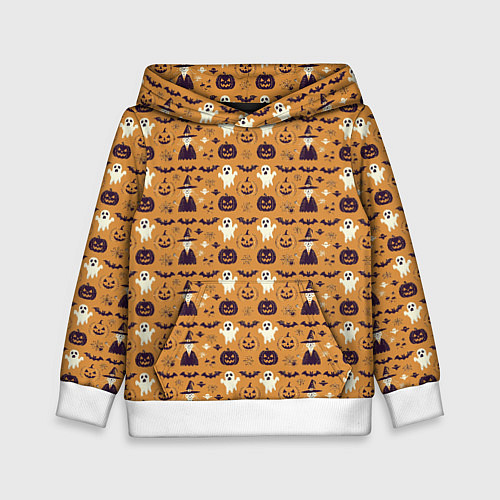 Детская толстовка Хэллоуин паттерн с символикой / 3D-Белый – фото 1