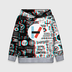 Толстовка-худи детская Twenty one pilots glitch pattern, цвет: 3D-меланж