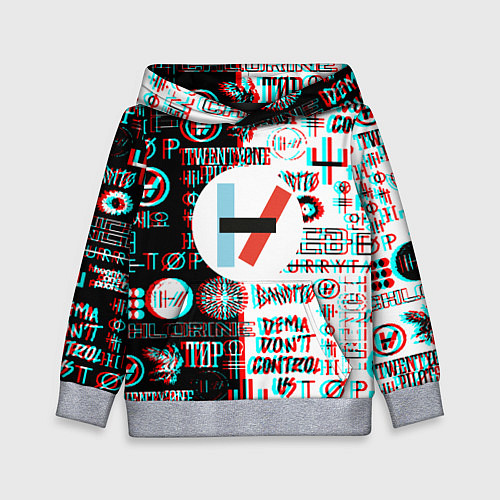 Детская толстовка Twenty one pilots glitch pattern / 3D-Меланж – фото 1