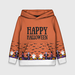 Толстовка-худи детская Happy Halloween pattern, цвет: 3D-белый