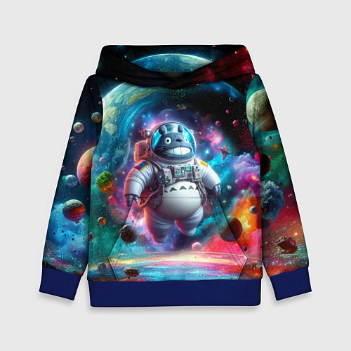 Детская толстовка Astronaut Totoro in neon space - ai art fantasy / 3D-Синий – фото 1