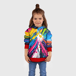 Толстовка-худи детская Красочная абстракция - экспрессионизм, цвет: 3D-красный — фото 2