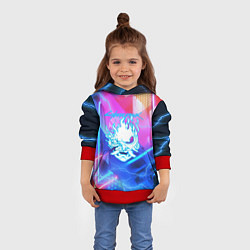 Толстовка-худи детская Cyberpunk samurai storm, цвет: 3D-красный — фото 2