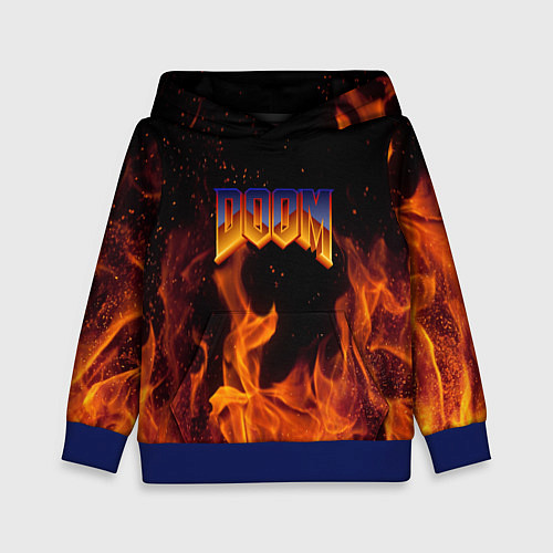 Детская толстовка Doom fire steel logo / 3D-Синий – фото 1