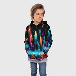 Толстовка-худи детская Neon fantastic metropolis - vaporwave, цвет: 3D-меланж — фото 2