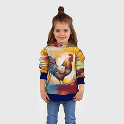 Толстовка-худи детская Петух на ярком фоне, цвет: 3D-синий — фото 2