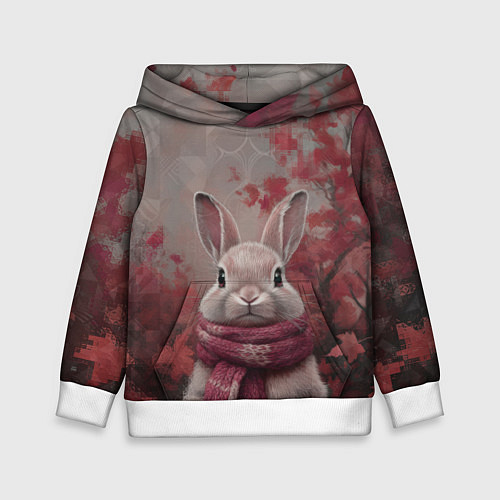 Детская толстовка Кролик в малиновых тонах / 3D-Белый – фото 1