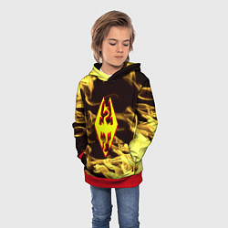 Толстовка-худи детская Скайрим лого в огне, цвет: 3D-красный — фото 2