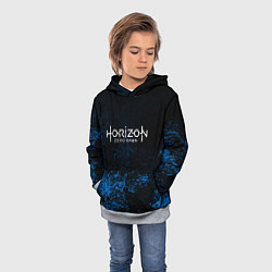 Толстовка-худи детская Horizon: Zero Dawn синие брызги красок, цвет: 3D-меланж — фото 2