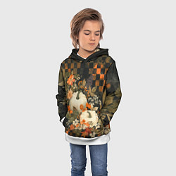 Толстовка-худи детская Бледные тыквы, цвет: 3D-белый — фото 2