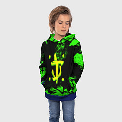 Толстовка-худи детская Doom кислотное лого в огне, цвет: 3D-синий — фото 2