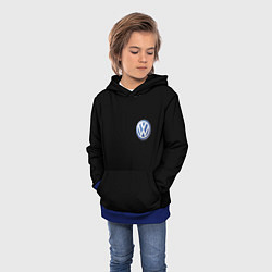 Толстовка-худи детская Volkswagen logo auto, цвет: 3D-синий — фото 2