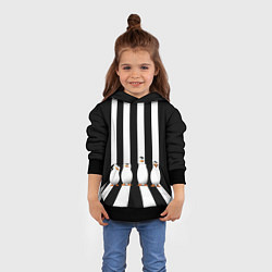 Толстовка-худи детская Четыре пингвина, цвет: 3D-черный — фото 2