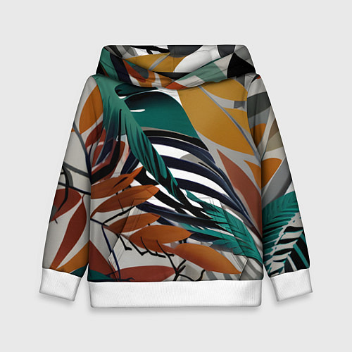 Детская толстовка Полоски листья / 3D-Белый – фото 1