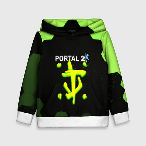Детская толстовка Doom x portal 2 зелёные соты / 3D-Белый – фото 1
