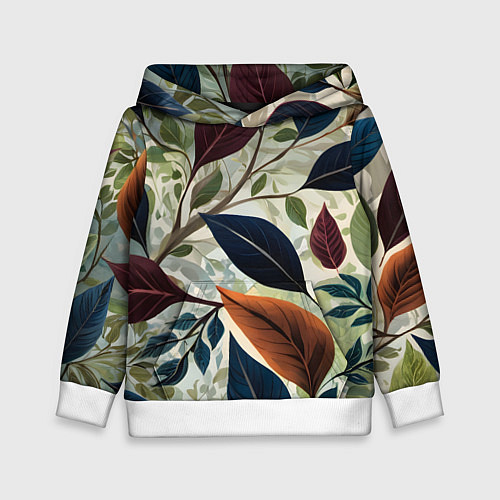 Детская толстовка Листья искусство / 3D-Белый – фото 1