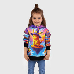 Толстовка-худи детская Pikachu in a stargazers hat, цвет: 3D-черный — фото 2
