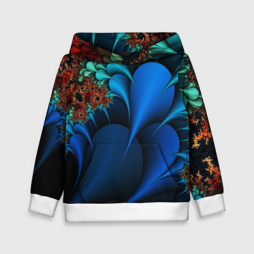 Детская толстовка Фрактальный узор голубой / 3D-Белый – фото 1