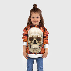 Толстовка-худи детская Смеющийся череп паттерн, цвет: 3D-белый — фото 2