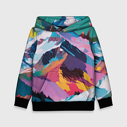 Толстовка-худи детская Горы краски, цвет: 3D-черный