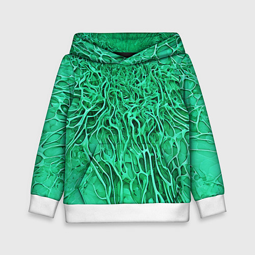 Детская толстовка Зелёный симбионт абстракция / 3D-Белый – фото 1