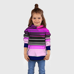 Толстовка-худи детская Разноцветные вертикальные линии, цвет: 3D-синий — фото 2