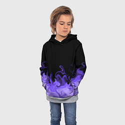 Толстовка-худи детская Абстрактный фиолетовый огонь, цвет: 3D-меланж — фото 2