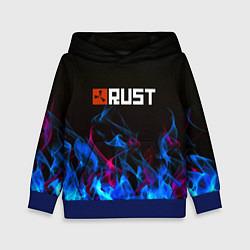 Толстовка-худи детская Rust neon flame, цвет: 3D-синий